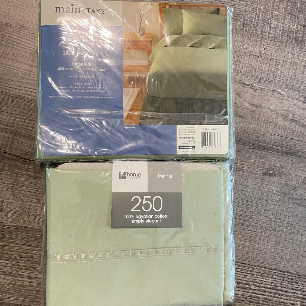 Twin Flat Sheet - GREEN JCPenney Home Egyptian OR Cotton/Mainstays Percale NEW